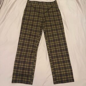 Straight Leg Ankle Length Plaid Pant
